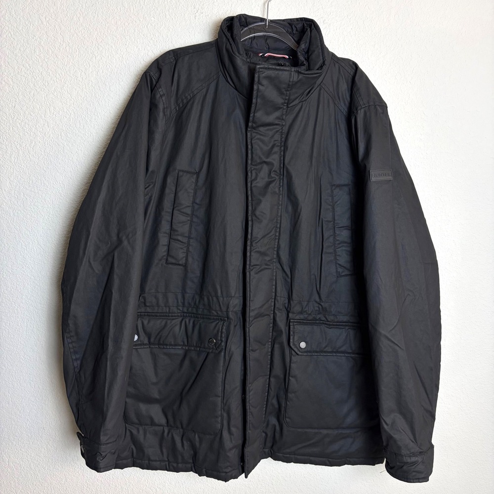 NEW Hunter Robert Mens Waxed Twill Utility Jacket Coat Black Removable Bib XXL